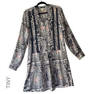 ANTHROPOLOGIE x TINY | NWOT CAVIANA SHIRTDRESS PAISLEY PINK BLUE LACE | SMALL